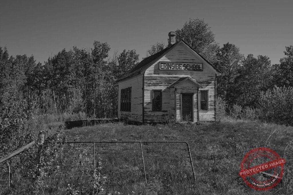Black and White of the Erinside Schoolhouse of Manitoba