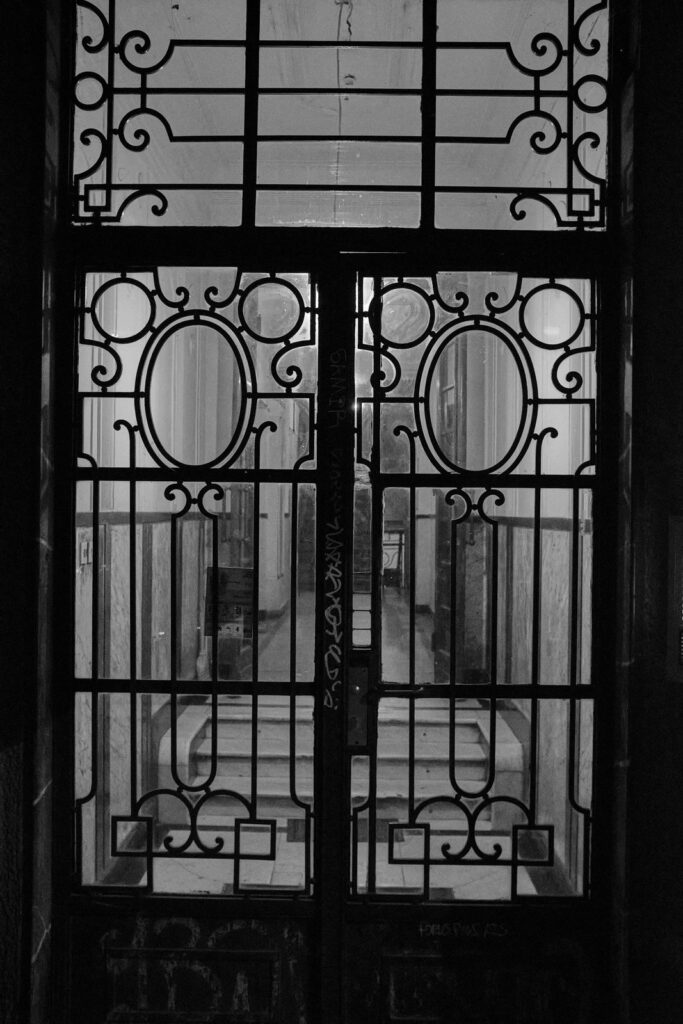 Black and white doorway or window detail in Belgrade, photo 12