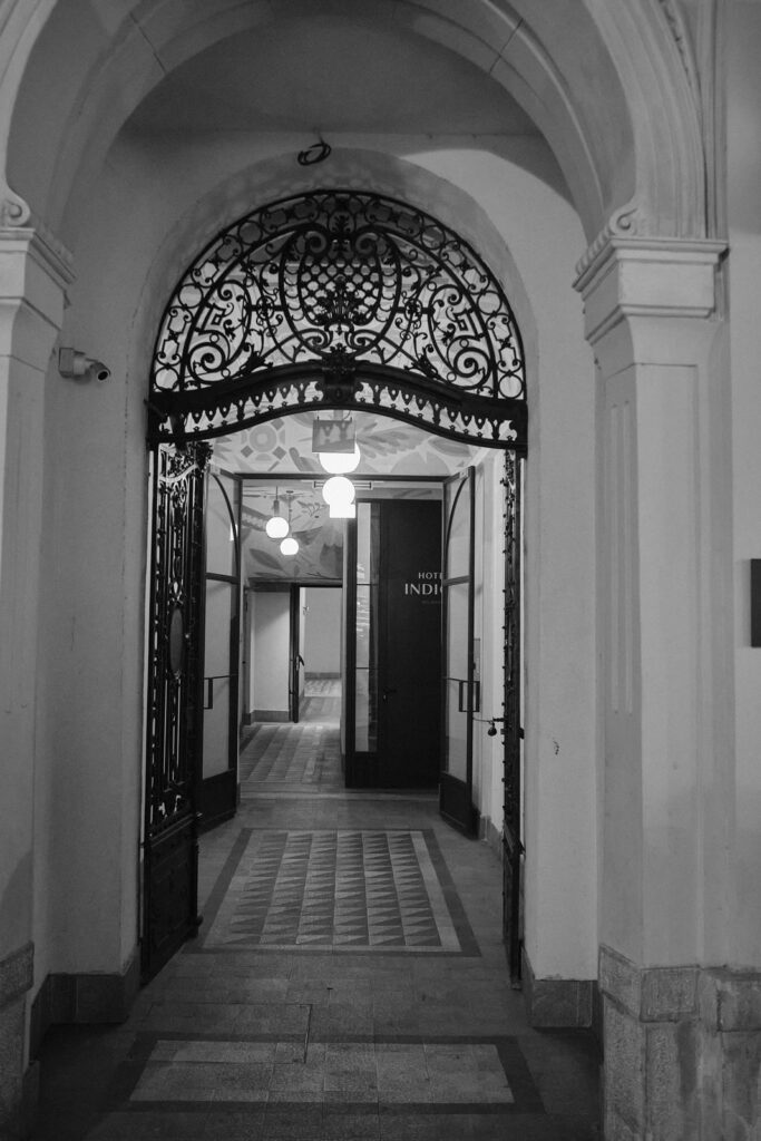 Black and white doorway or window detail in Belgrade, photo 16