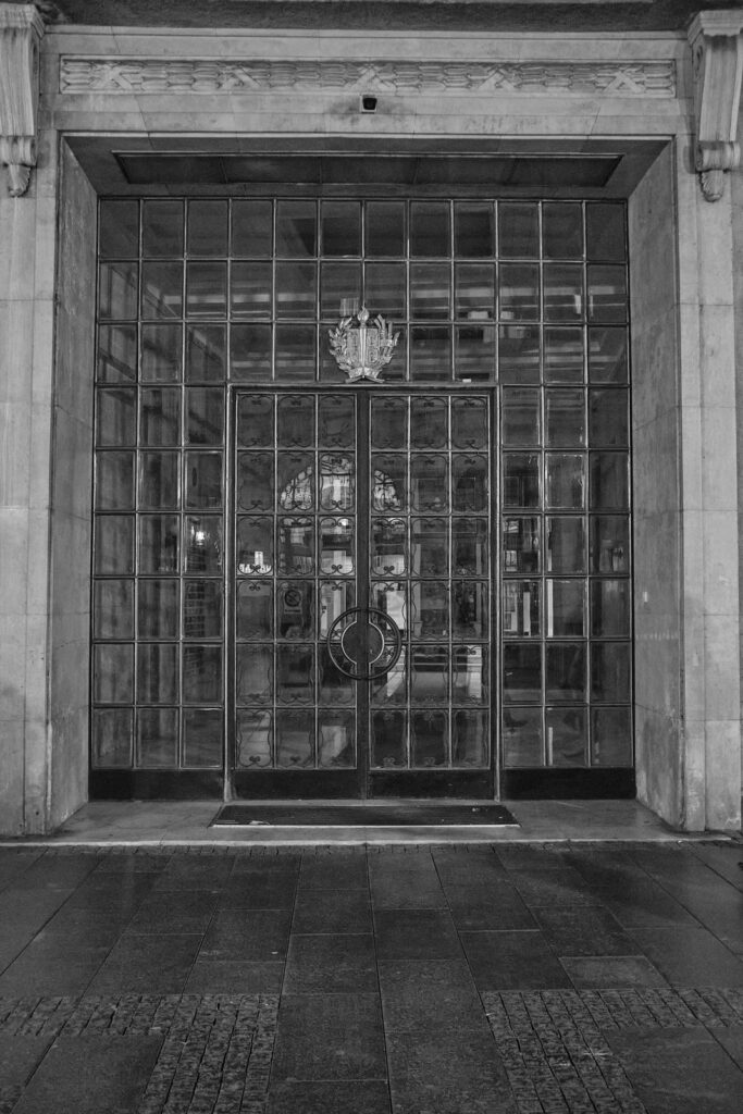Black and white doorway or window detail in Belgrade, photo 17