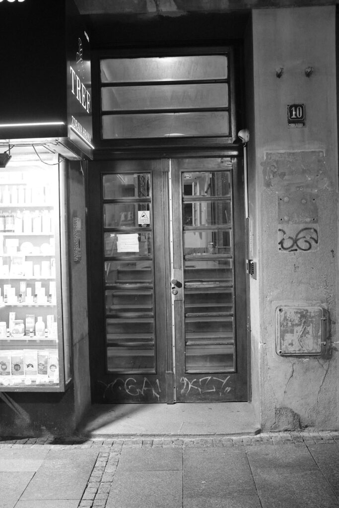 Black and white doorway or window detail in Belgrade, photo 20