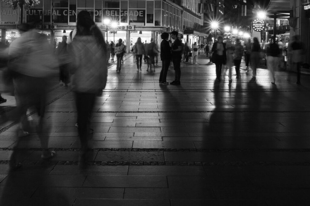 Black and white street scene in Belgrade, photo 29